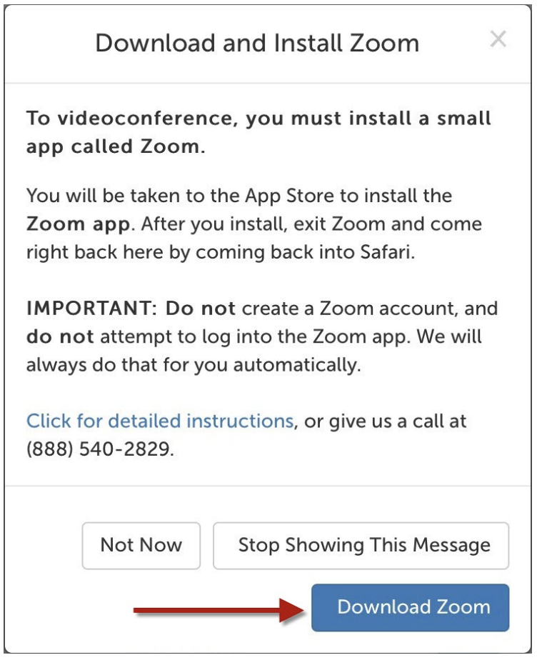 Virtual Care Visit Instructions: Download Zoom