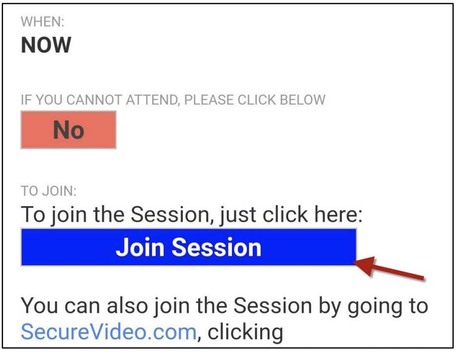 Virtual Care Visit Instructions: Join Session button