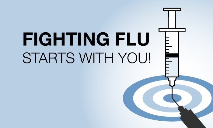 Fighting flu starts with you! Illustration of needle and target